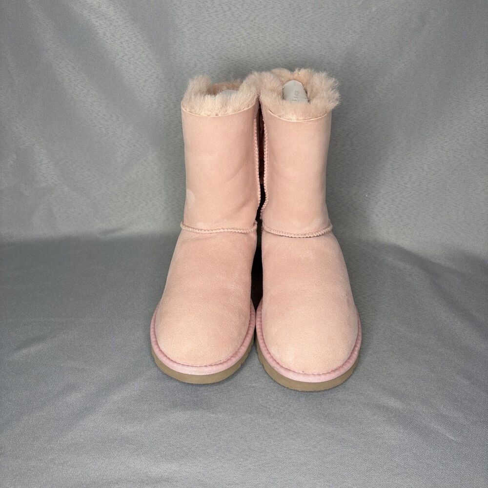 Womens UGG Boots Bailey Bow Pink EPRM Sz6 Suede Wool Coquette Festival VERY RARE - Picture 6 of 13